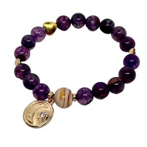 Hand crafted purple amethyst gemstone stretch bracelet